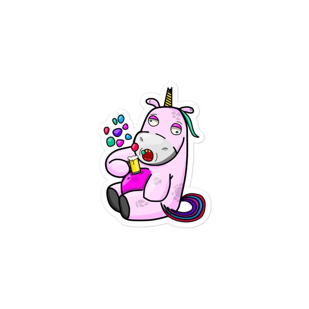 Hugo The Drunk Unicorn Sticker