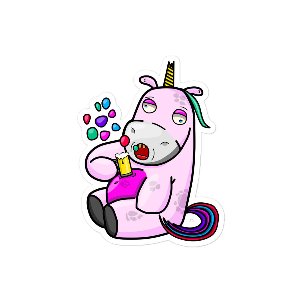 Hugo The Drunk Unicorn Sticker