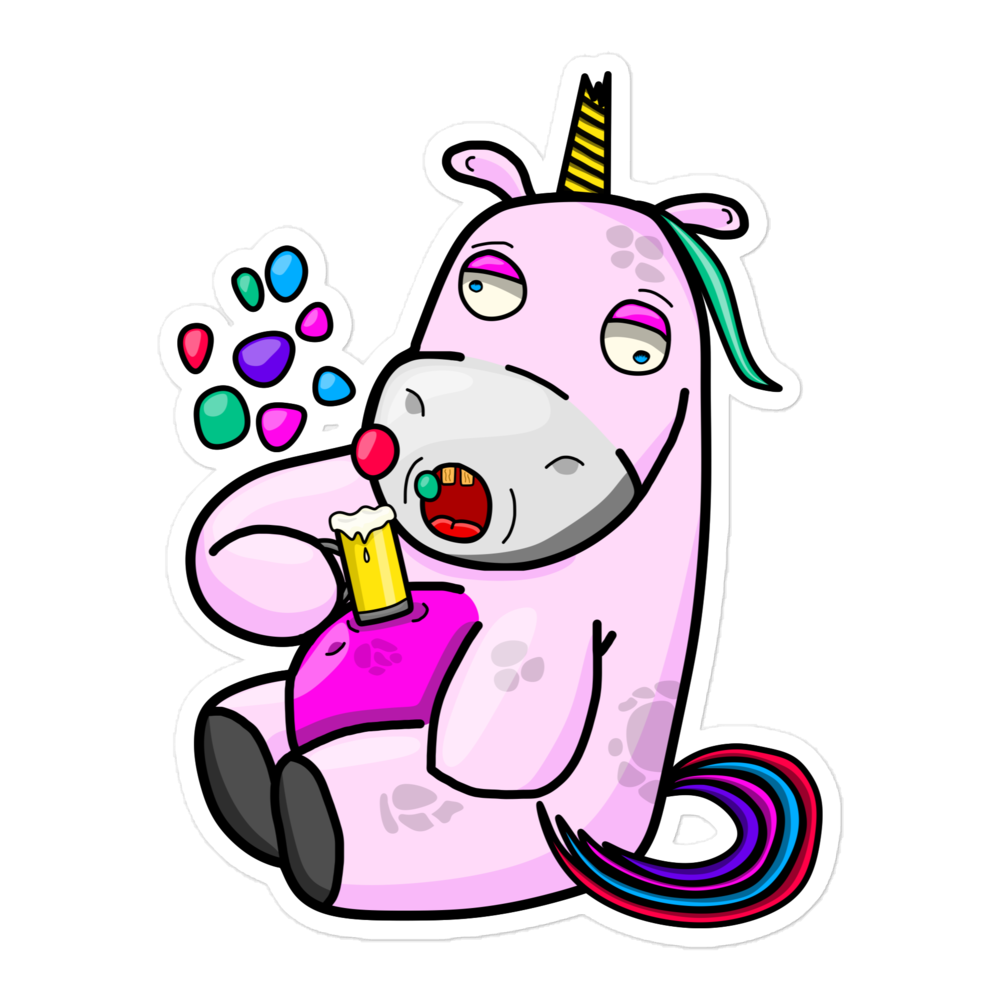 Hugo The Drunk Unicorn Sticker